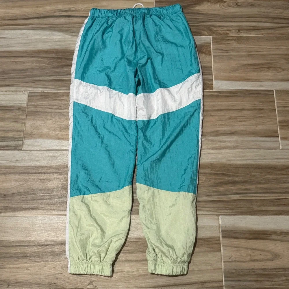 Champion Retro 90s Style Crinkle Nylon Windbreaker Pants Colorblock Size L